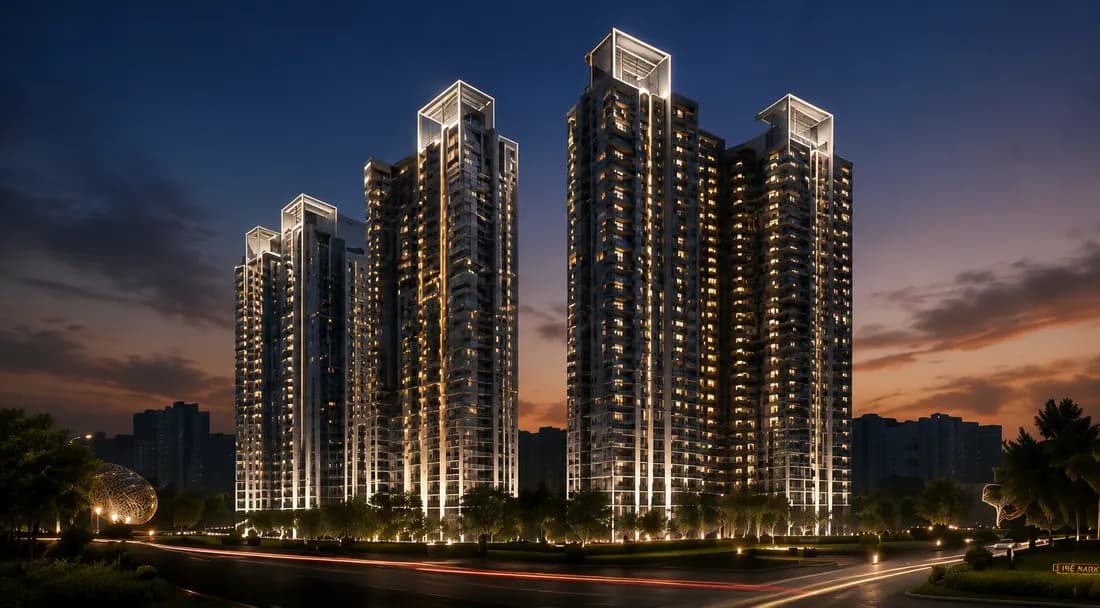 Luxury residential towers at night