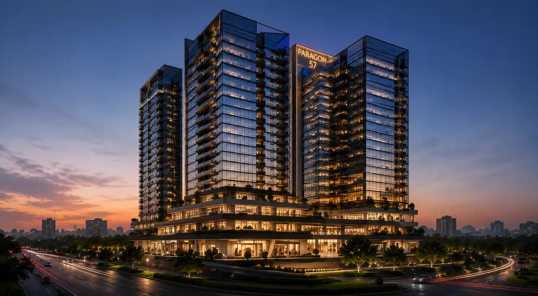 Commercial towers at night